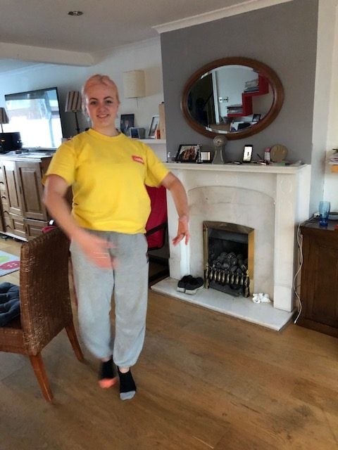 Margot dancing in living room