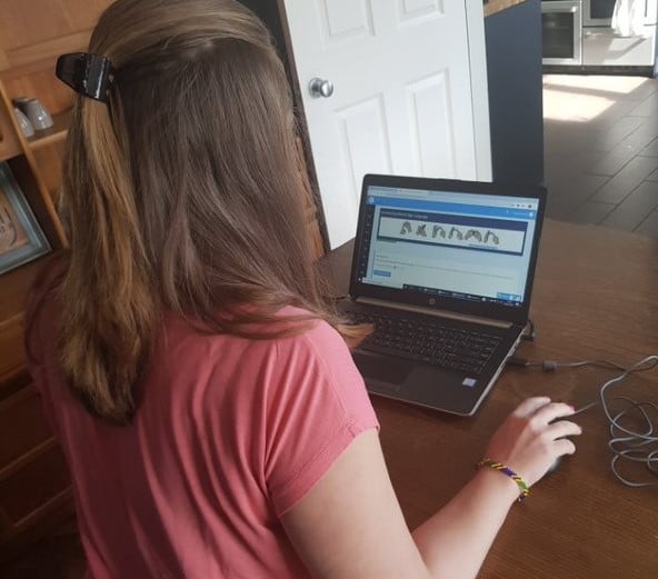 Girl at laptop learning BSL