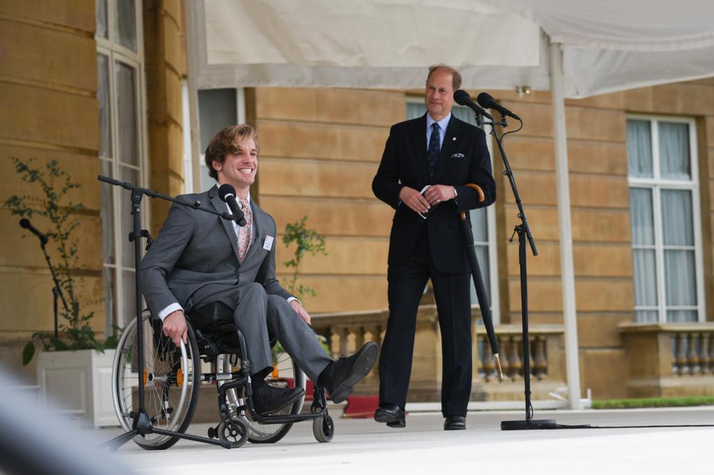 Felix Gold Award holder on Buckingham Palace steps with HRH Earl of Wessex