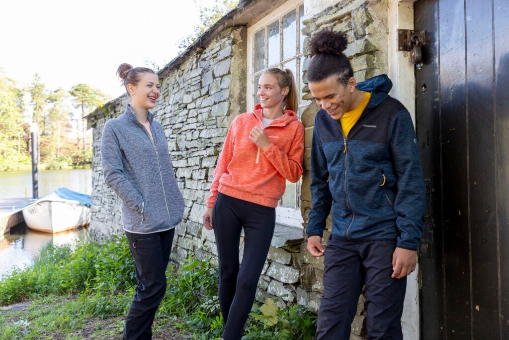 Young people laughing, wearing Craghoppers technical fleeces