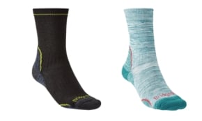 Left is Men's Bridgedale HIKE Lighweight T2 Coolmax Performance Sock and on the right is Women's Bridgedale HIKE Lighweight T2 Coolmax Performance Sock