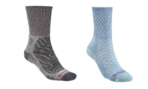 Left is Men's Bridgedale Hike Lightweight Merino Comfort Sock and on the right is Women's Bridgedale Hike Lightweight Merino Comfort Sock.
