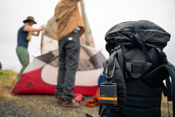 Tracker on a rucksack