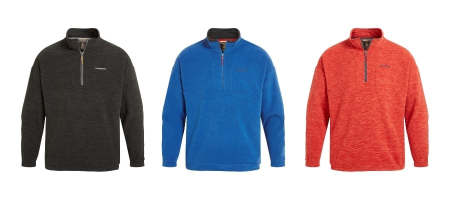 Craghoppers Men's Esk Hooded Half Zips In Black, Blue and Red