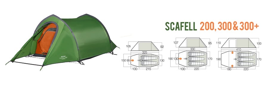 Vango Scafell Tent with dimensions