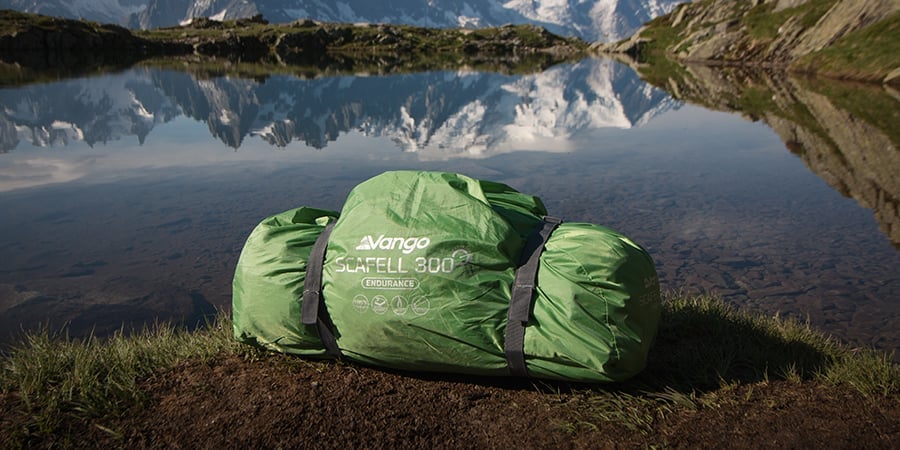 Vango Scafell packed up next to a lake