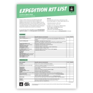 The April 2026 Expedition Kit List against a white background