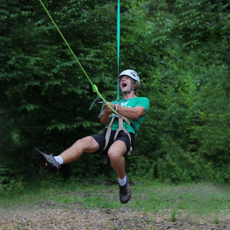 Young person on a zip wire