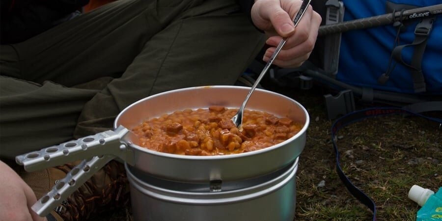 Cooking expedition food on a Trangia stove
