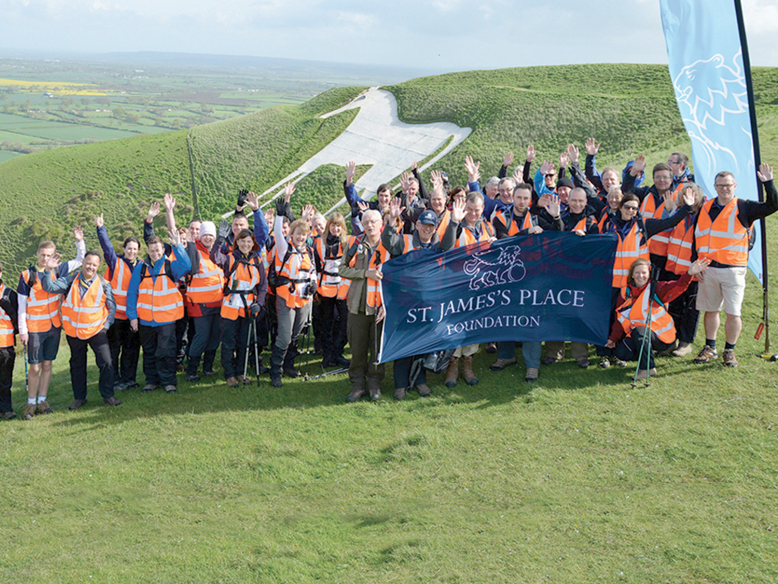 Large group of St. James’s Place Wealth Management employees in the Vale of White Horse
