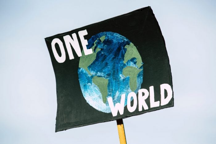 Poster of One World globe