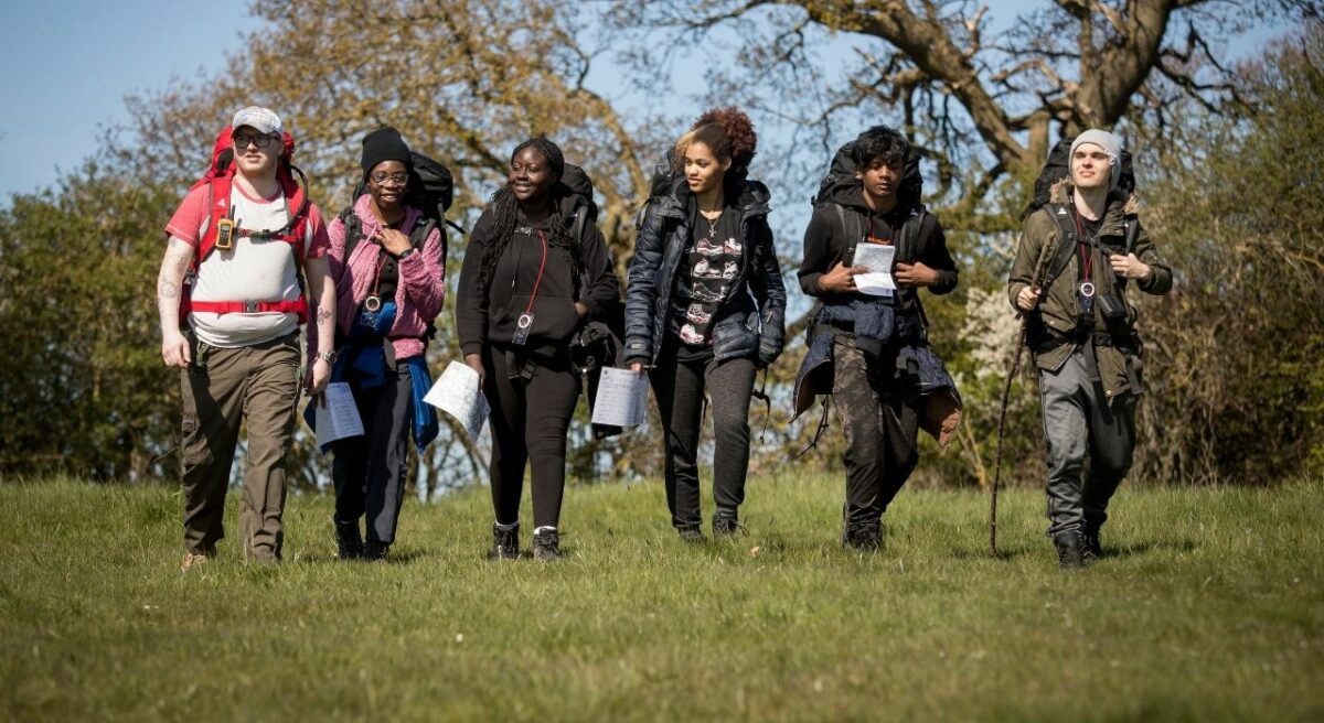 Group of young people walking on DofE expedition
